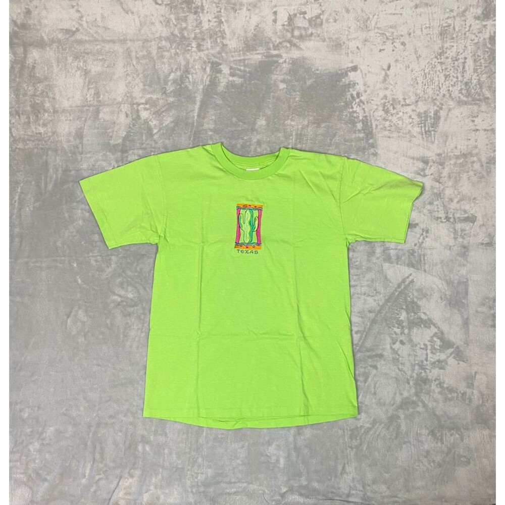 VTG Anvil Women's Texas Cactus Print Tee Size M Green Pre-Shrunk Cotton